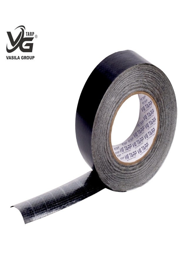 VG TARP لفة قماش مشمع أسود لاصق من VG TARP، 2 بوصة × 50 متر | مقاوم للماء، شديد التحمل، مقاوم للأشعة فوق البنفسجية | شريط لاصق متعدد الأغراض للأقمشة المشمعة، الخيام، الأنابيب، والإصلاحات الخارجية - Image 3
